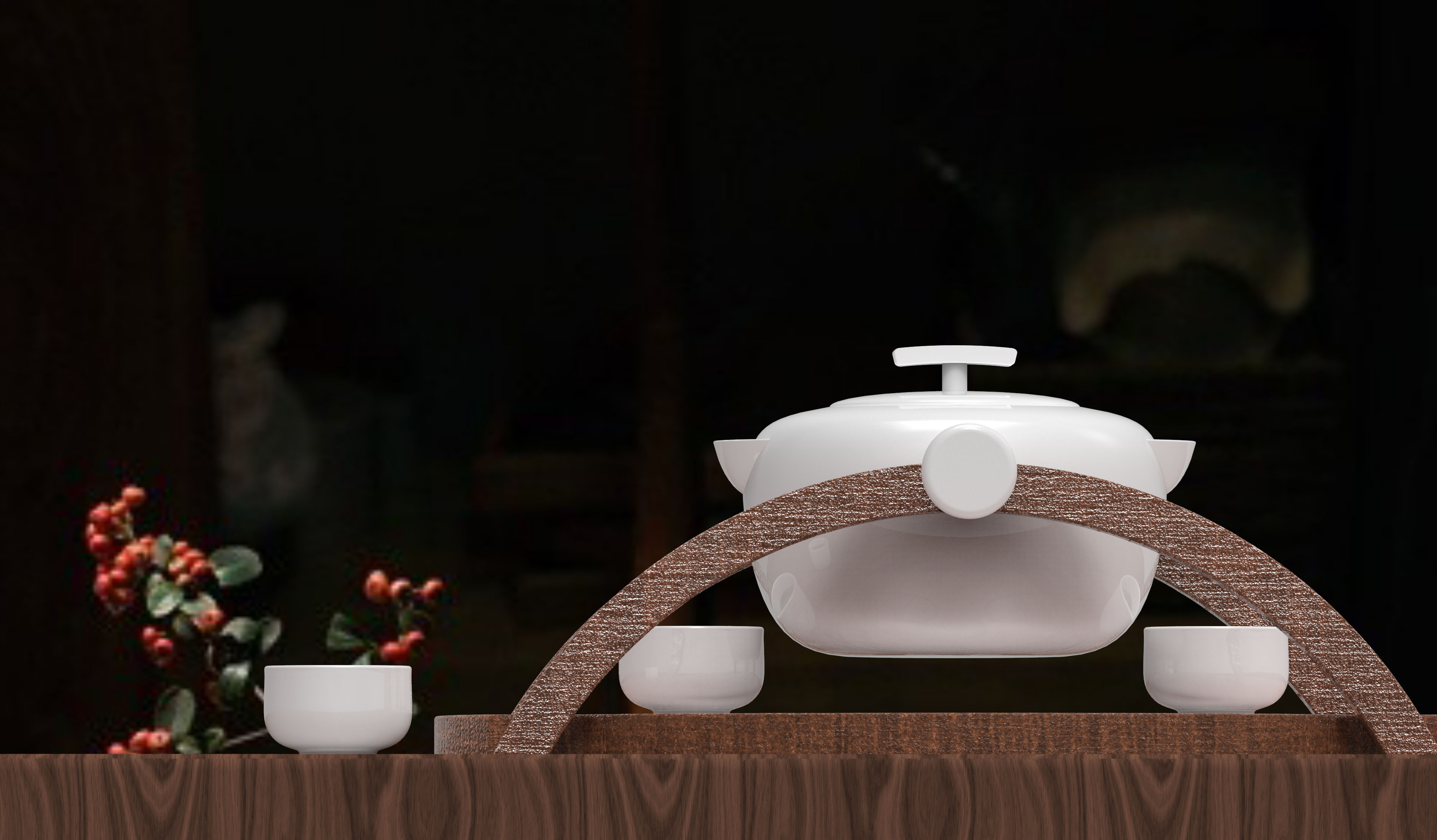        依據齊魯文化設計的一款茶具，通過手搖倒茶的方式增加人們飲茶的趣味性，茶盤上“一山一水一圣人”的鏤刻也使茶具更具有文化內涵。